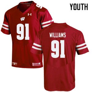 Youth Wisconsin Badgers NCAA #91 Bryson Williams Red Authentic Under Armour Stitched College Football Jersey FK31V35PF